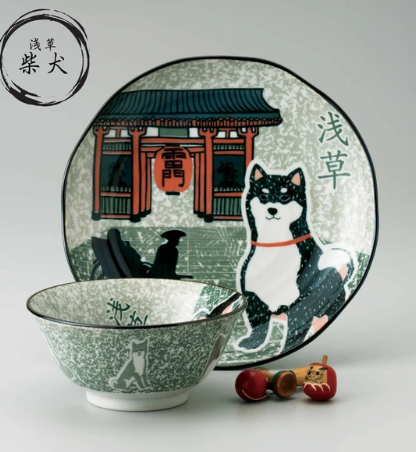 日本美濃燒柴犬(淺草)陶瓷瓦碗20.5cm(高8cm) (日本製)