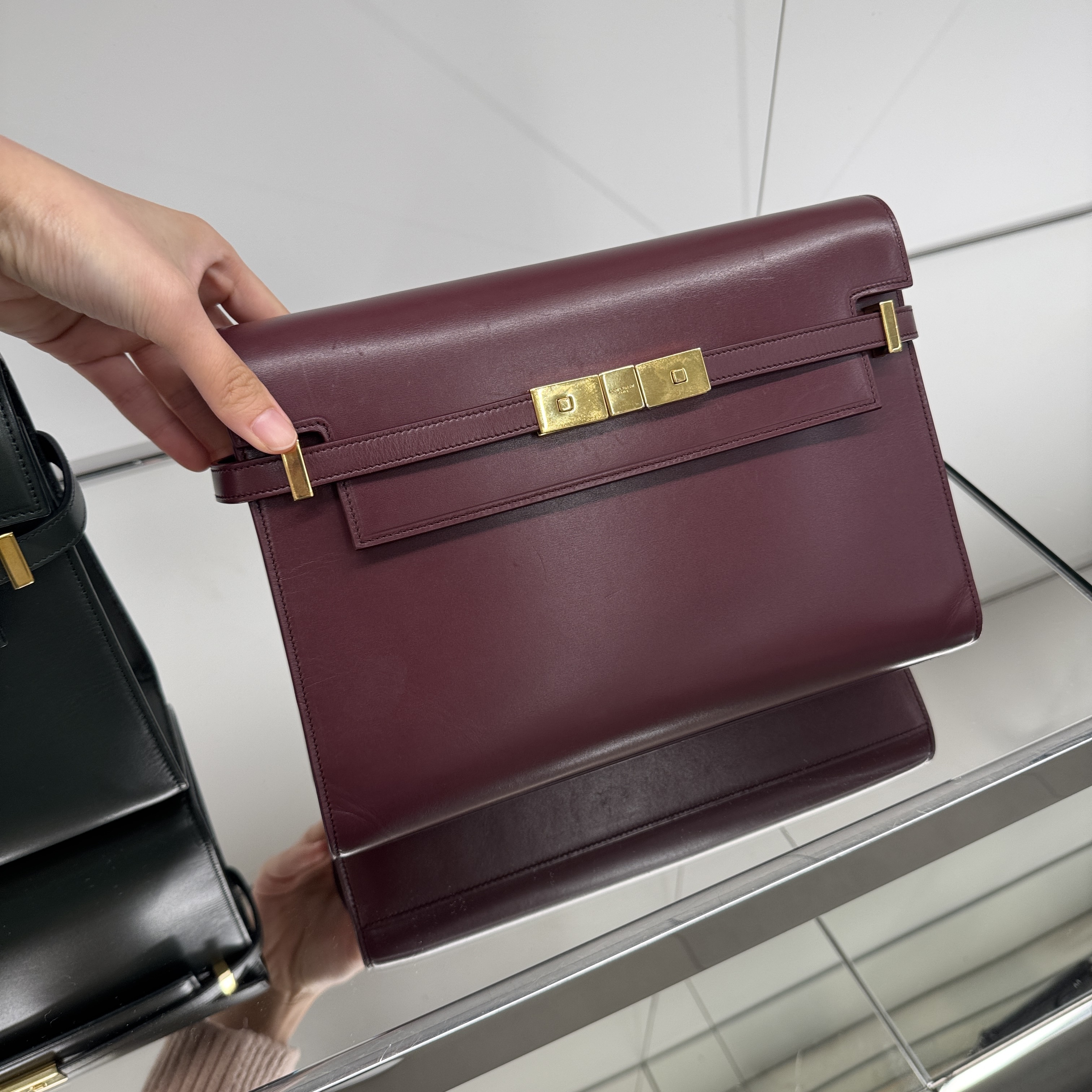 Saint Laurent YSL Manhattan Medium Shoulder bag Burgundy 579271