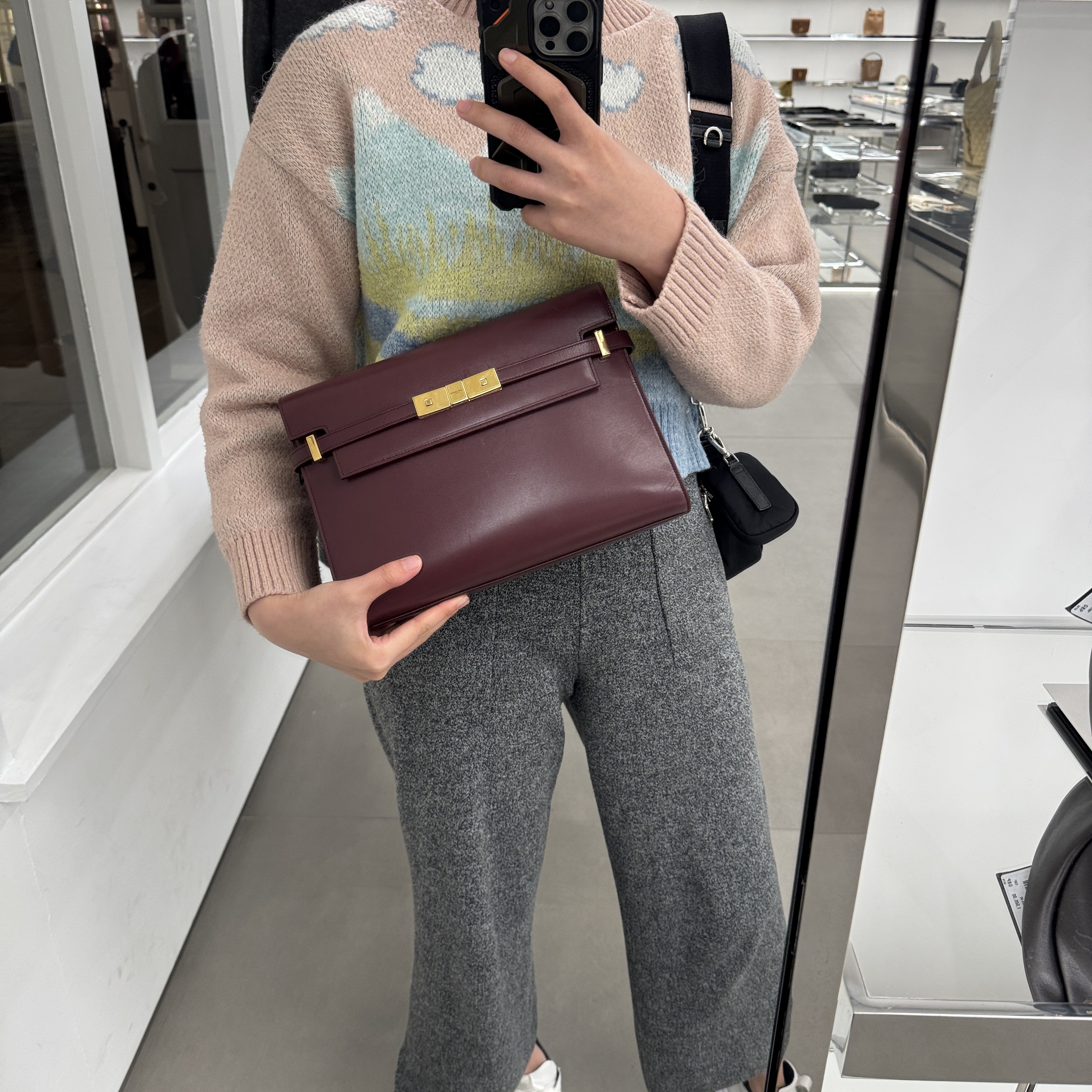 Saint Laurent YSL Manhattan Medium Shoulder bag Burgundy 579271