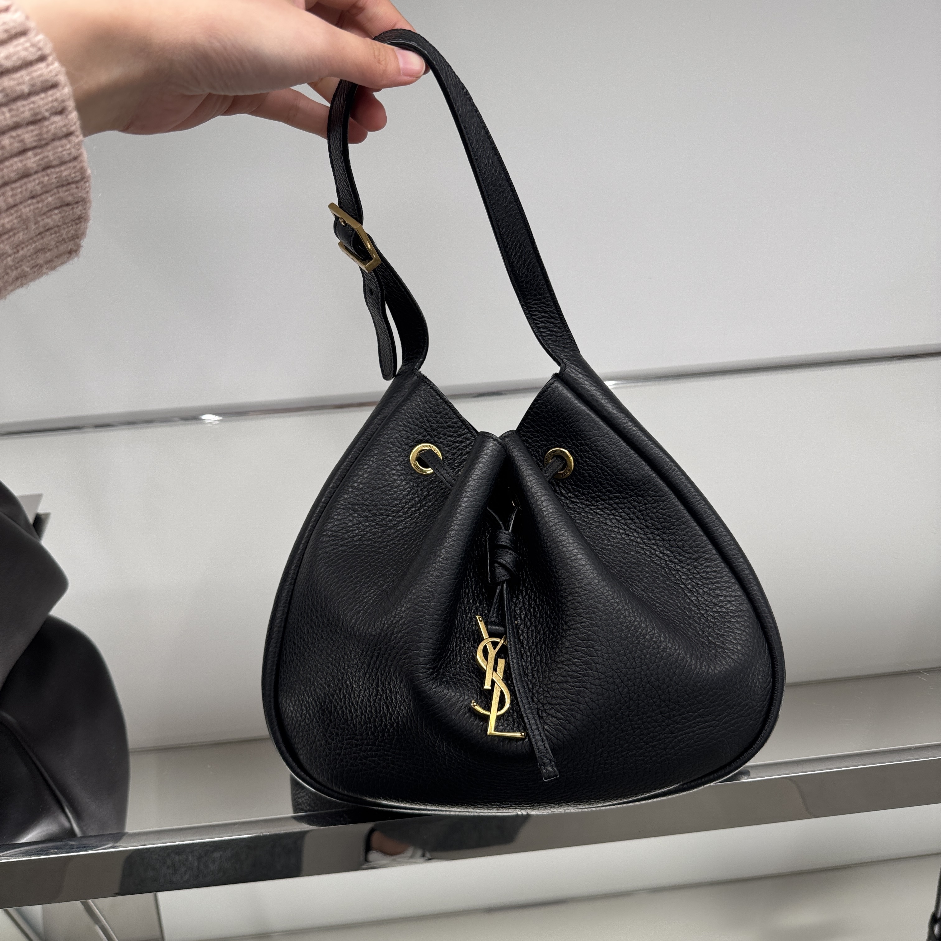 Saint Laurent YSL Paris VII Small Hobo Bag black 796626