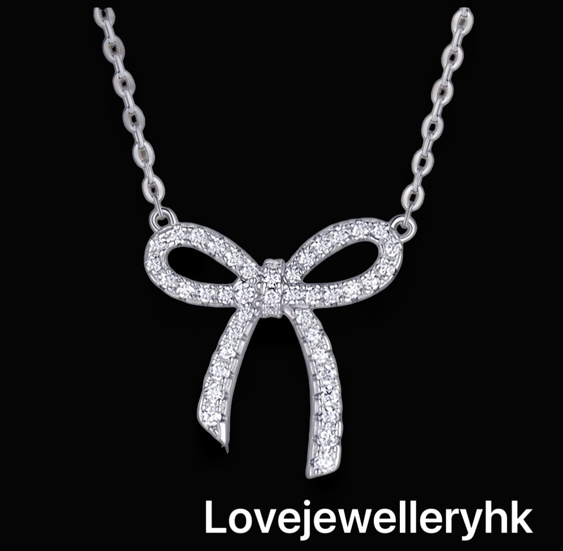 全莫桑鑽蝴蝶結鎖骨鏈       N043C003