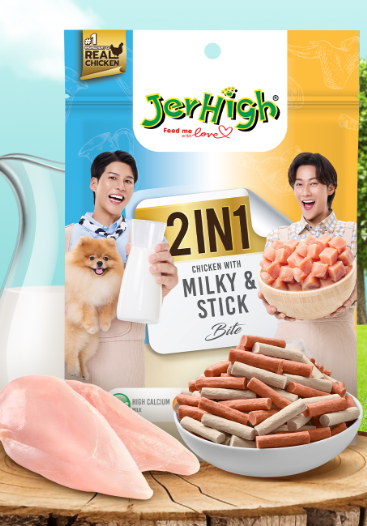 泰國Jerhigh二合一 牛奶+鷄肉條 狗零食225g