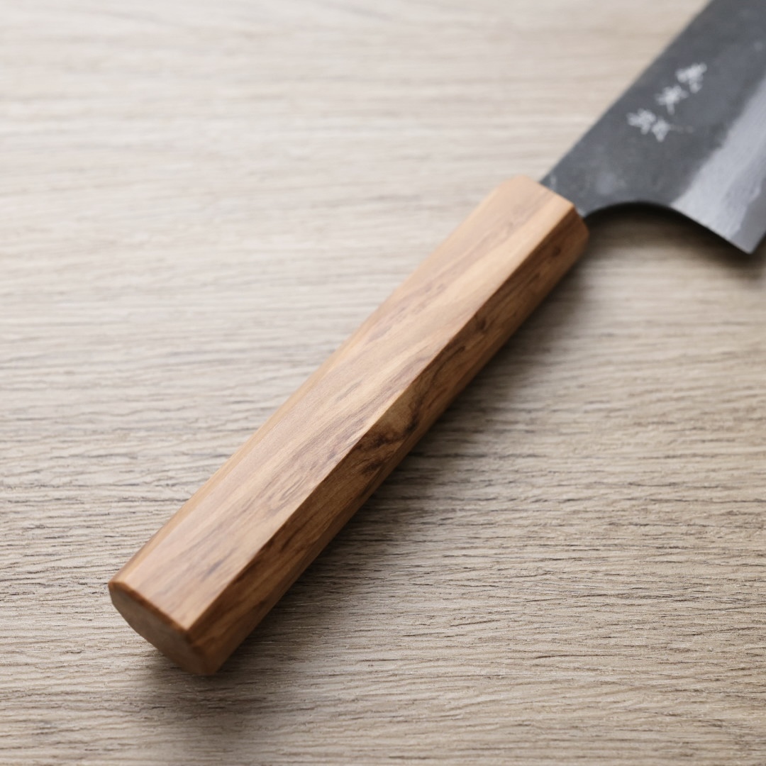 加藤義實文化刀170mm 青紙超級鋼黑打墨流