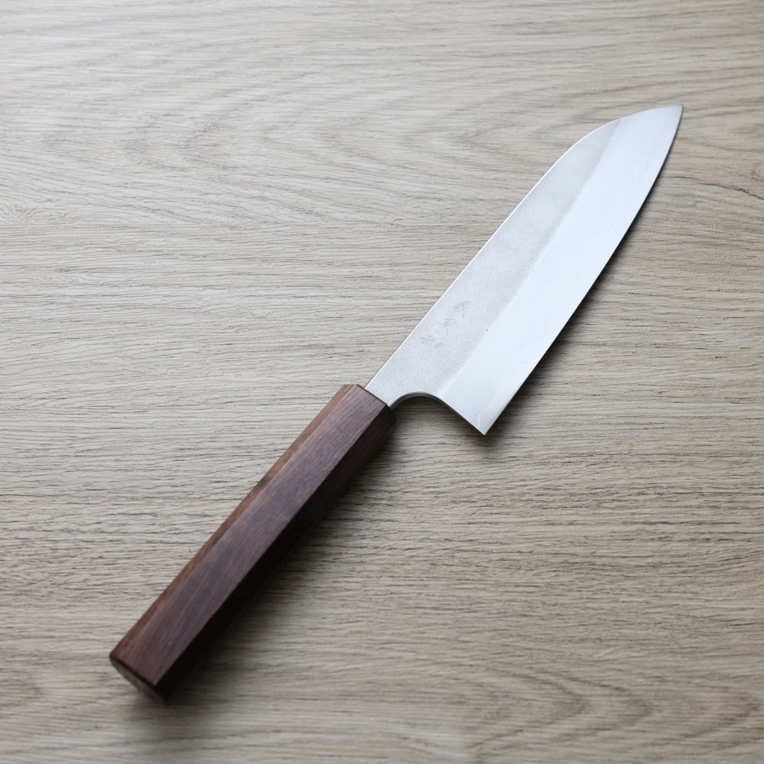 加藤義實 三德 170mm 銀三鋼 鍛造/梨地 玫瑰木柄