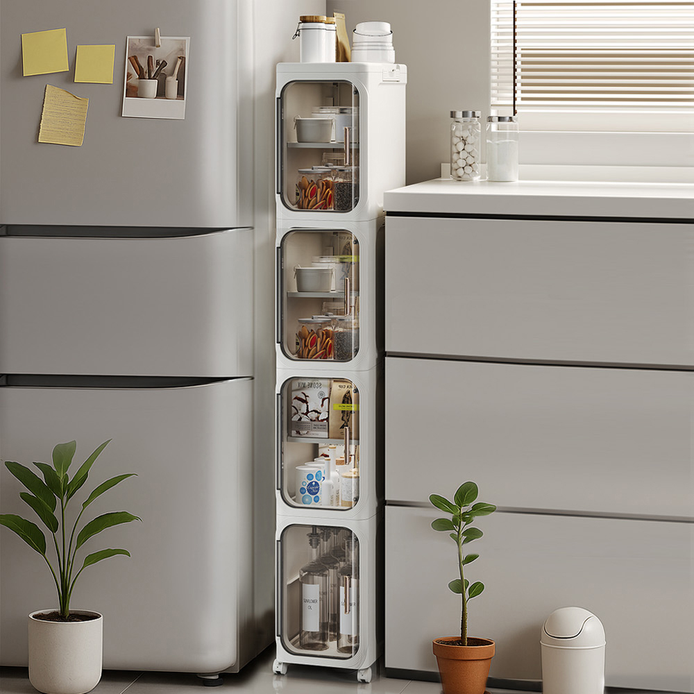 【AOTTO】20面寬衛浴四層附輪夾縫收納櫃(AC-607W)