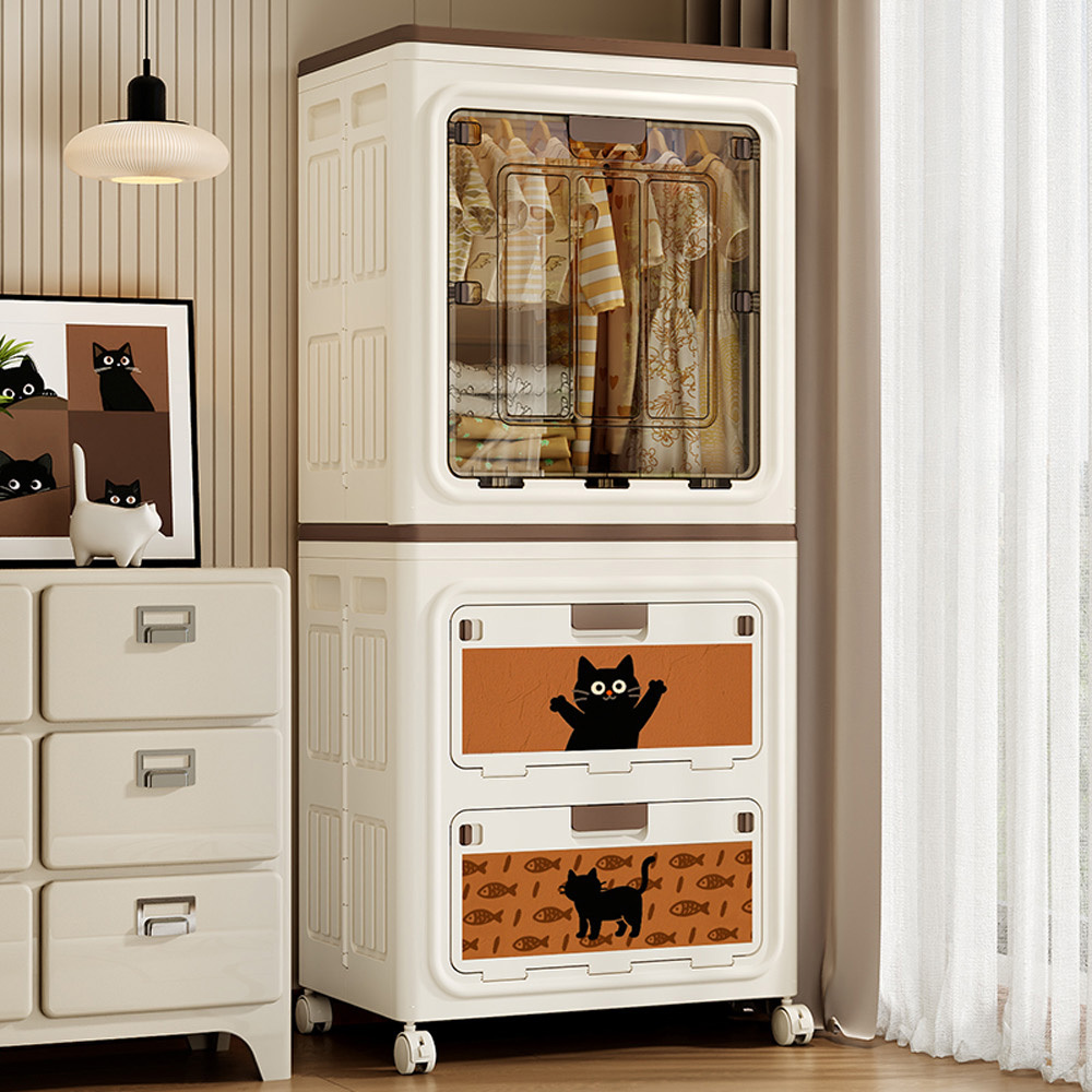 【AOTTO】56面寬大容量附輪貓咪收納櫃(AL-610)