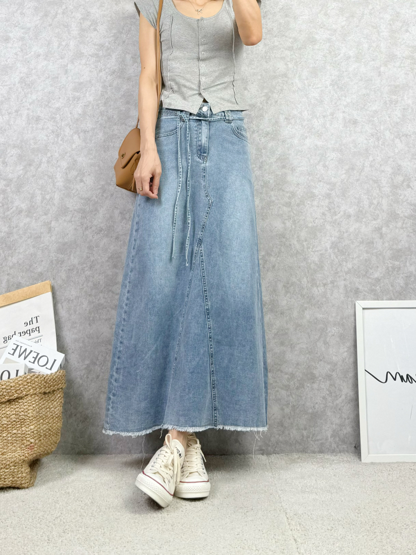 親膚軟丹寧★百搭顯瘦長裙