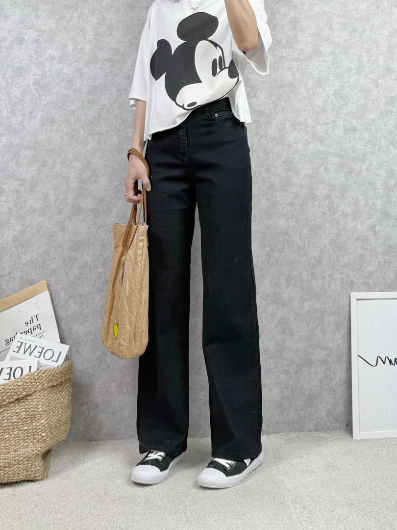 剛好的挺度★極度舒適黑色寬褲