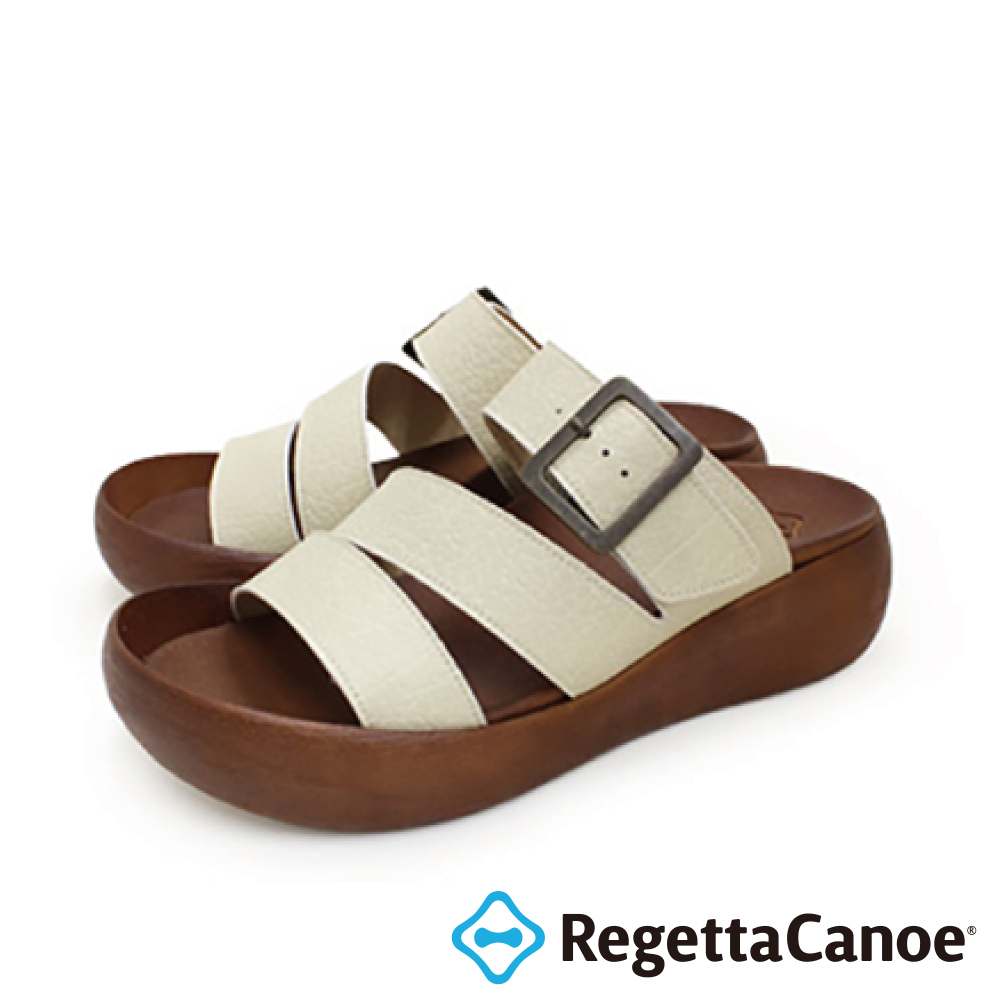 大阪樂步健康鞋 RegettaCanoe木紋厚底涼鞋CJBH3008(IVO-象牙白)