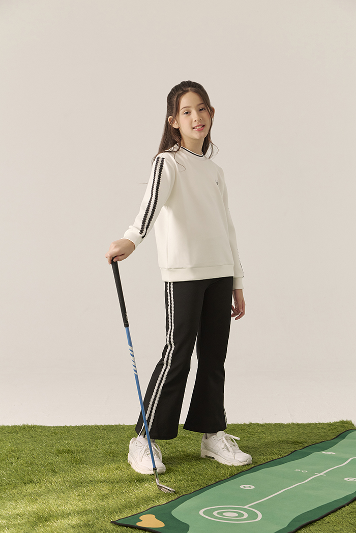 Avant Falcosia  蕾絲綴飾女童喇叭長褲-暗夜黑