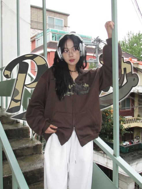 早秋預訂｜休閒迷彩印花刷毛連帽外套