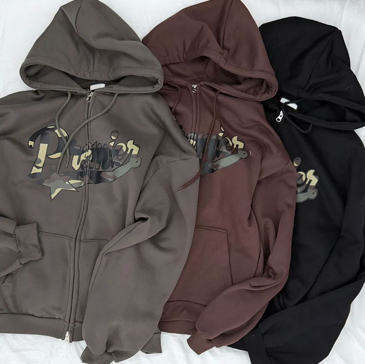 早秋預訂｜休閒迷彩印花刷毛連帽外套