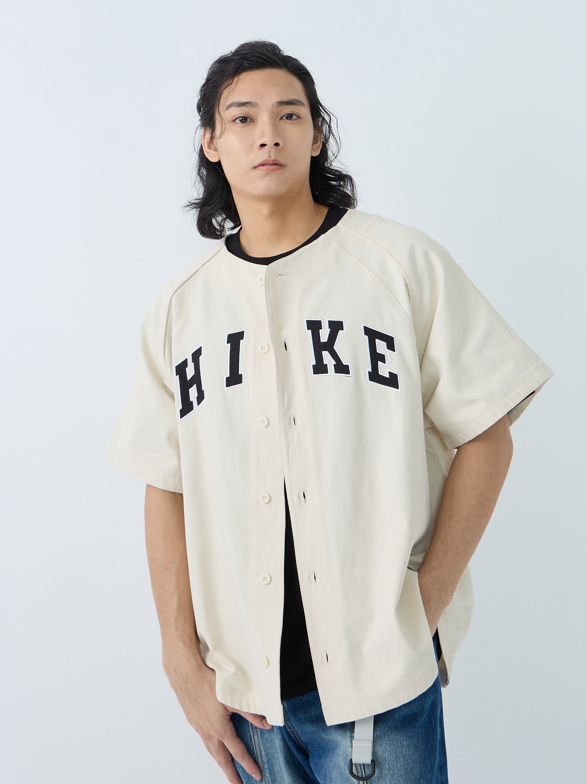 HIKE字母重磅棒球襯衫