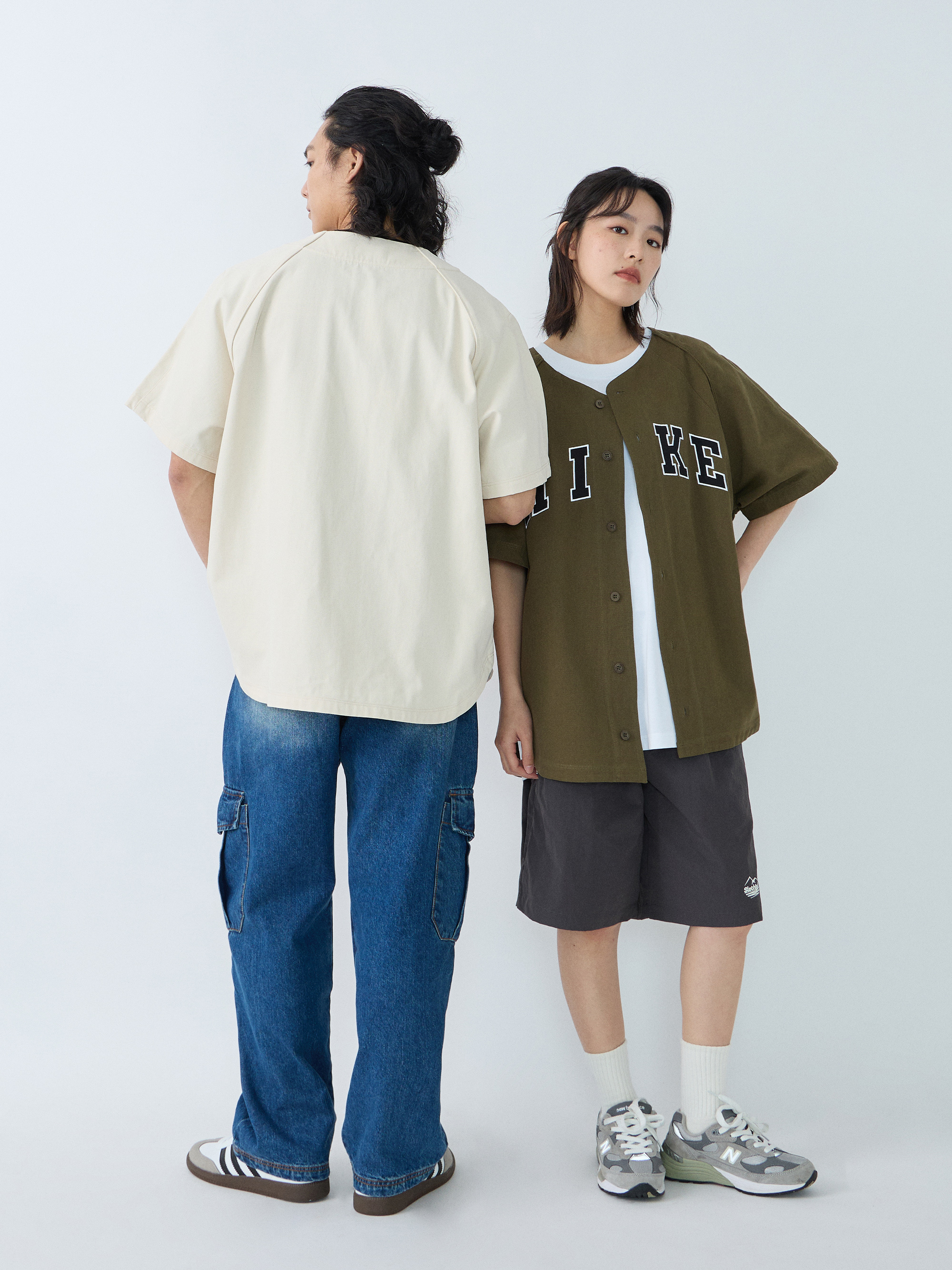 HIKE字母重磅棒球襯衫