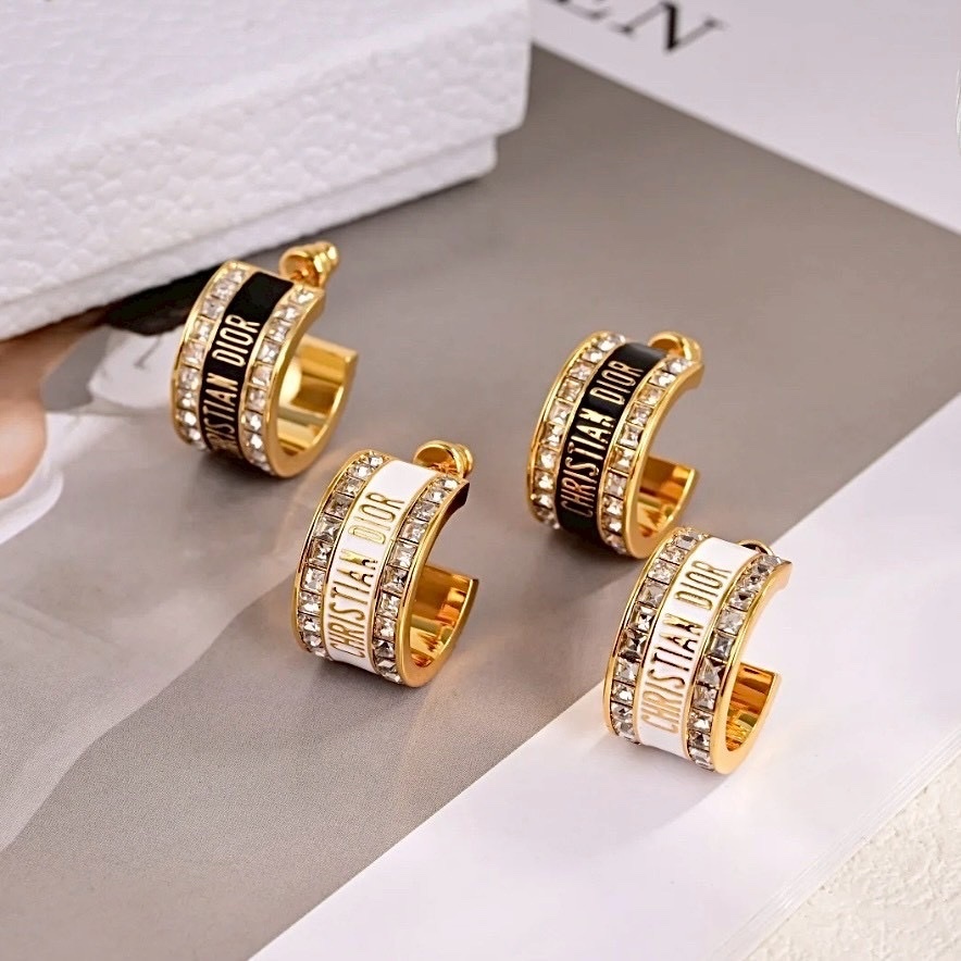 18k”CHRDIOR code高奢定製三合一金琺瑯鑽耳釘