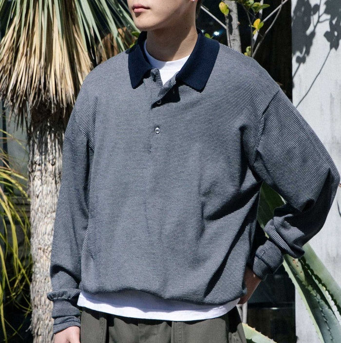 10/20 RE-STOCK: A.PRESSE HIGH GAUGE L/S STRIPED POLO SHIRTS - PRE ORDER ITEM (預訂中)
