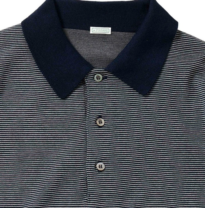 トップス A.PRESSE HighGauge L/S Striped Polo A.PRESSE (ア プレッセ) High Gauge L/S Striped Polo Shirts 24SAP-03