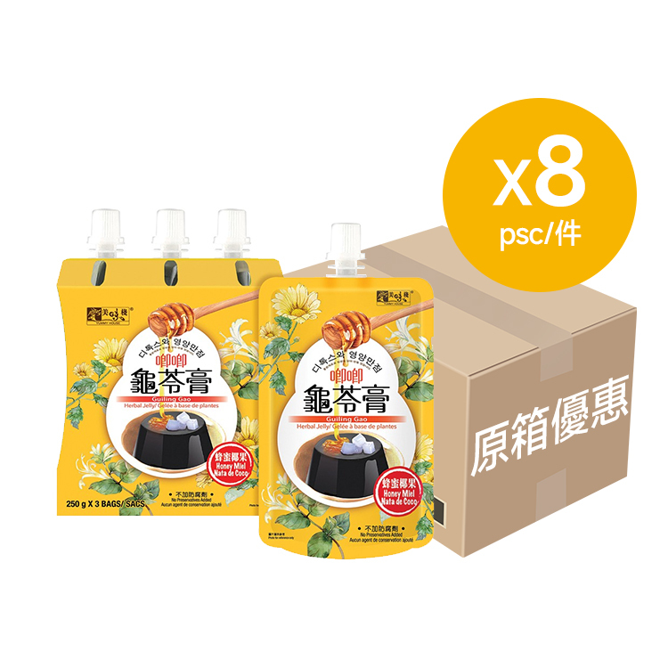 美味棧 蜂蜜椰果唧唧龜苓膏 (250g x 3) x8_原箱優惠