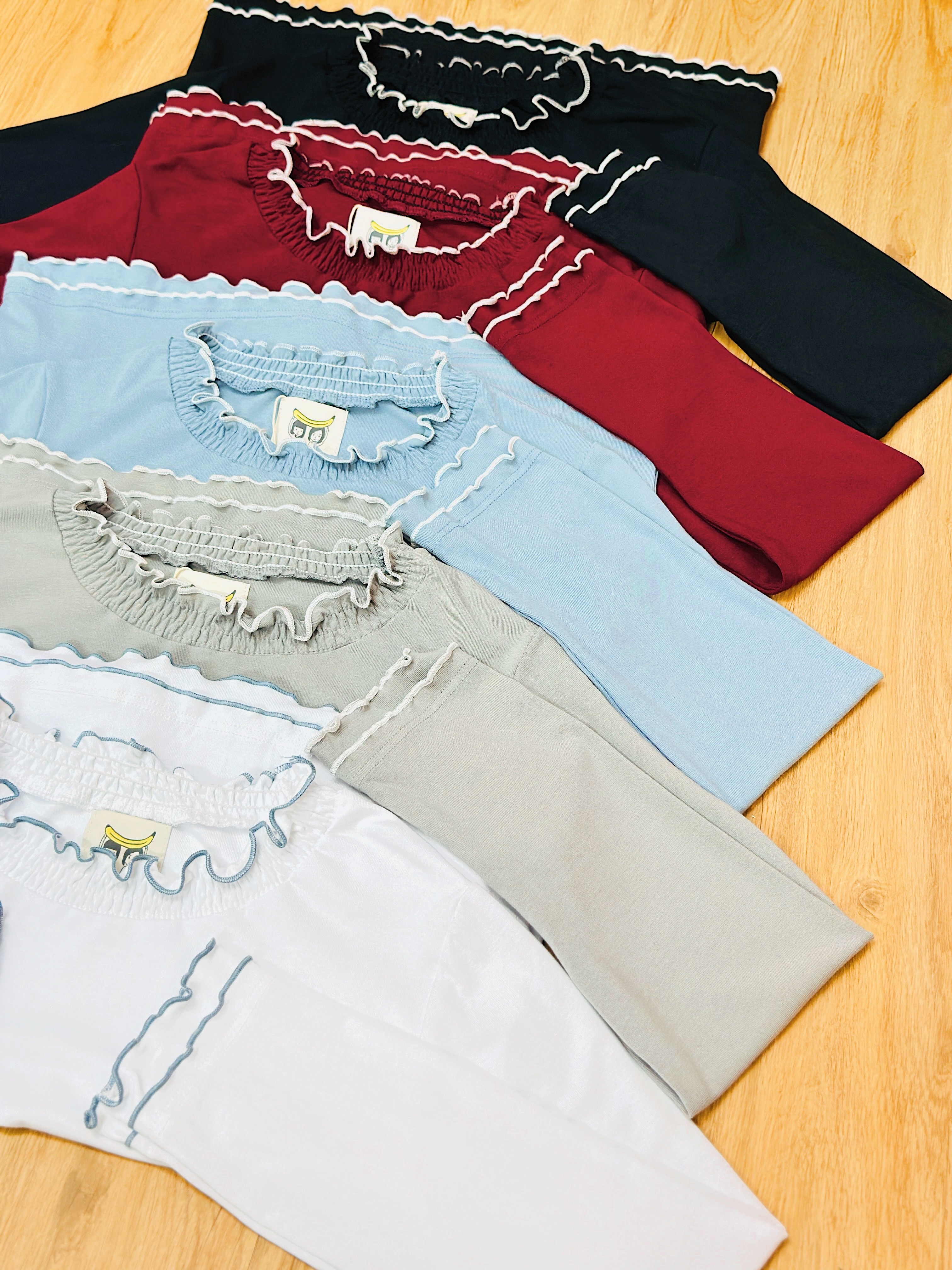 五色 / 極軟雙層滾邊長袖上衣 / Ultra Soft Layered Lettuce Edge Top