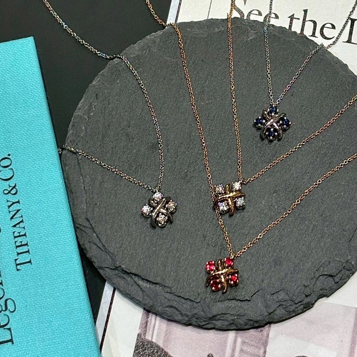 18k Ti”lynn x”交叉四鑽珠寶系列”高奢定製項鍊