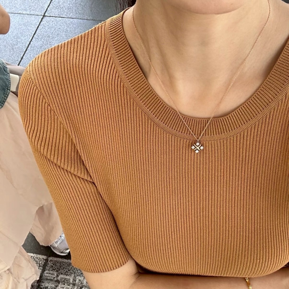 18k Ti”lynn x”交叉四鑽珠寶系列”高奢定製項鍊