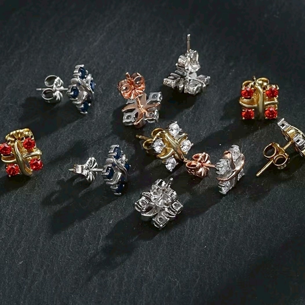 18k Ti”lynn x”交叉四鑽珠寶系列”高奢定製耳釘