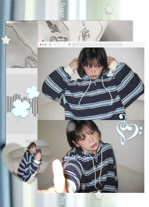 早秋預訂｜Kubi Overfit Multi-Striped Button Fleece Hoodie