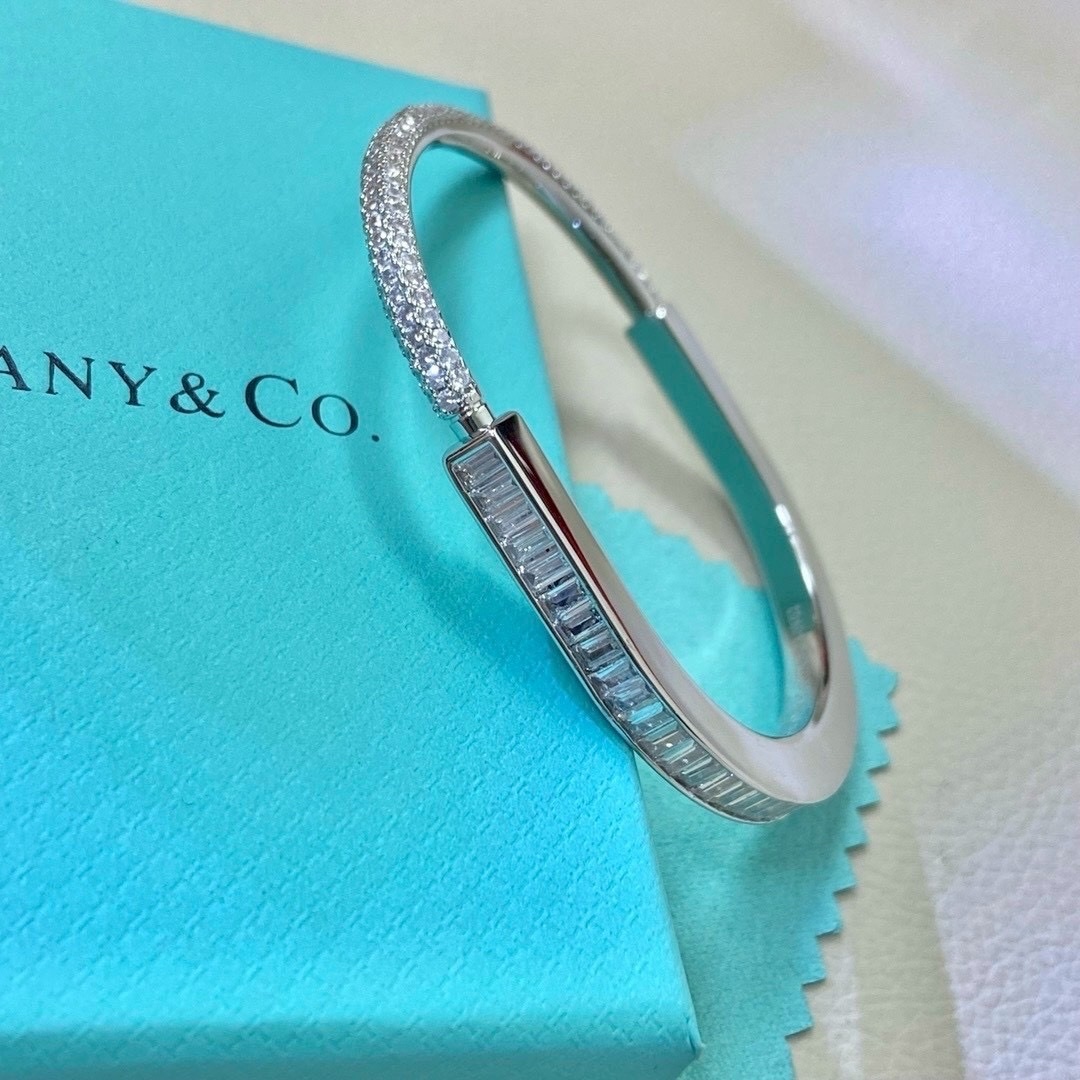 18k”Ti Lock”U型鎖白金奢華滿鑽”高奢定製手鐲