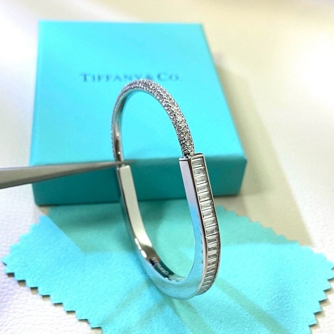 18k”Ti Lock”U型鎖白金奢華滿鑽”高奢定製手鐲