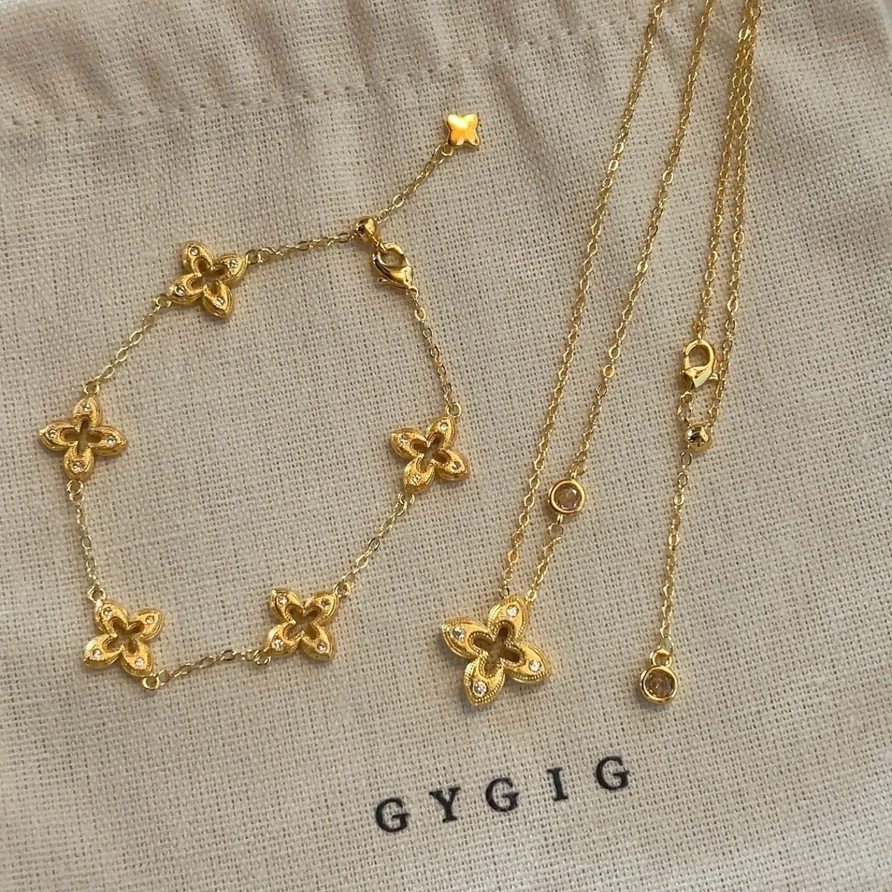 Gy’vintage新中式拉絲老花”中古點鑽抽拉圓珠項鍊