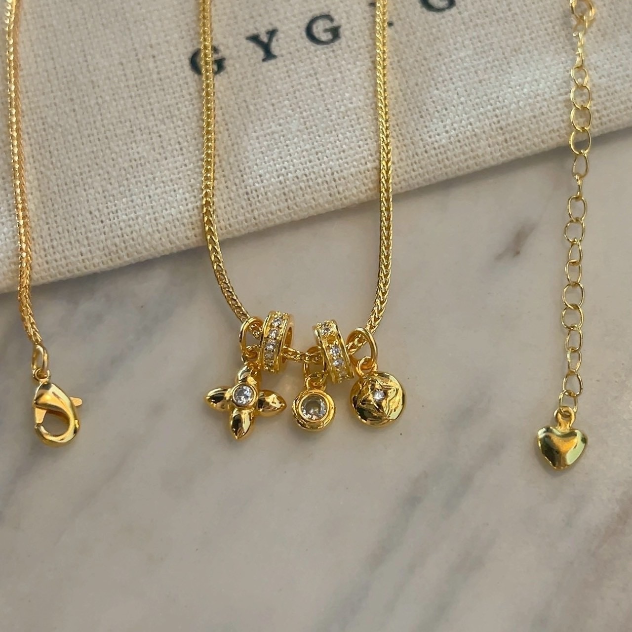 Gy’Luma小金老花多環小鑽墜”重工蛇骨項鍊/現貨1