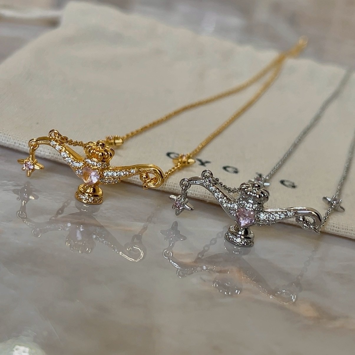 Gy•Alluring夢幻粉鑽神燈’重工點鑽設計項鍊