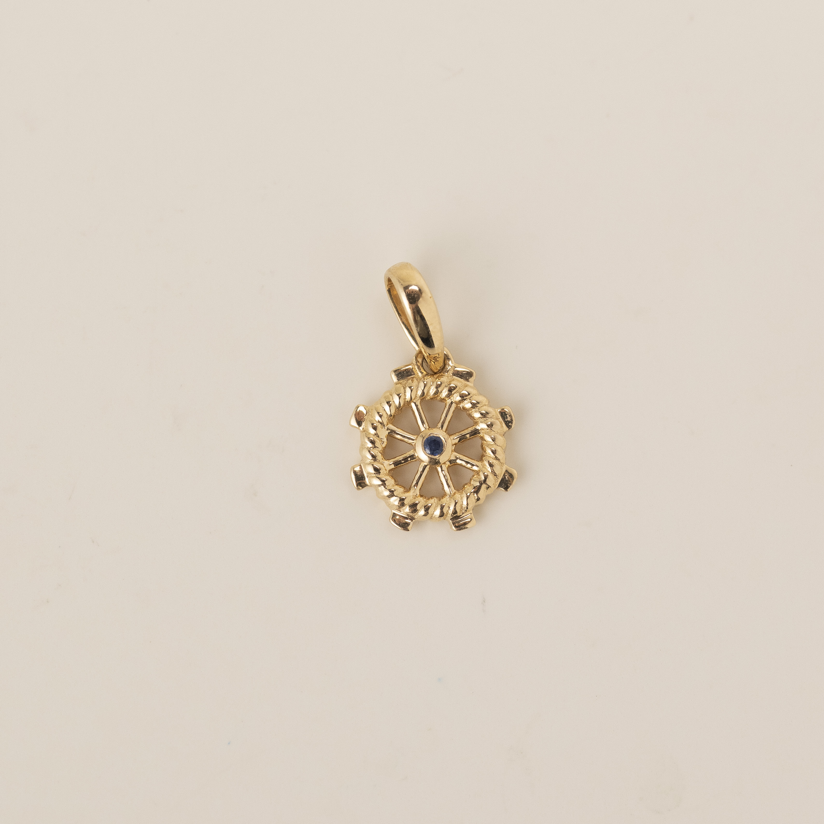 18K Blue Sapphire Rudder Pendant