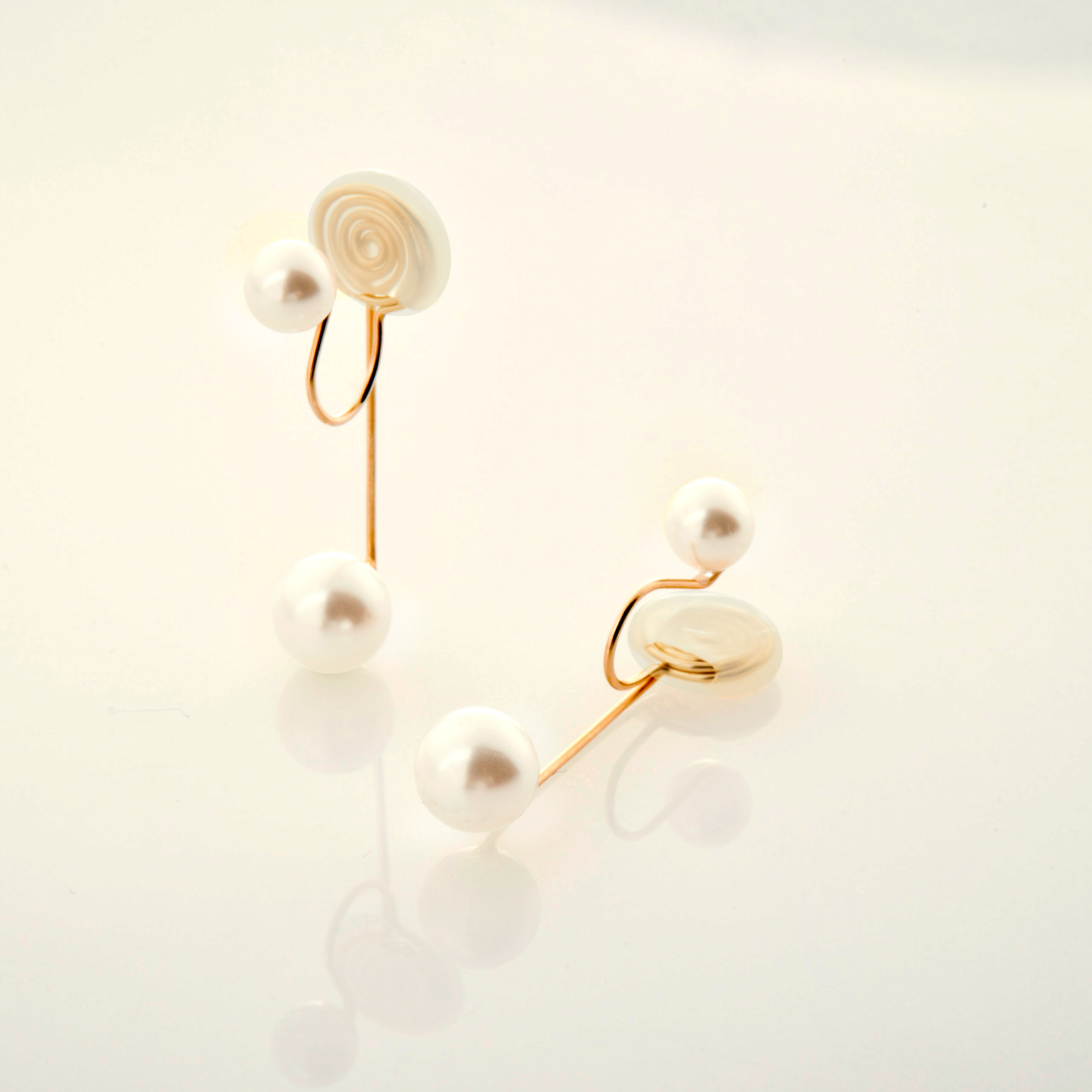 E819 | 14KGF雙珍珠夾式耳環