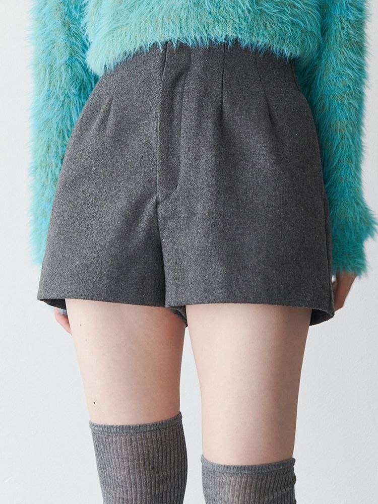 [預購]MURUA羊毛感打褶短褲
