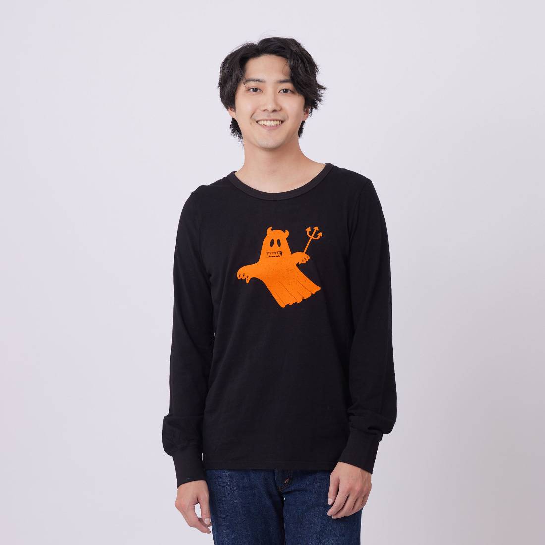 萬聖惡魔蜜桃棉男長T 黑