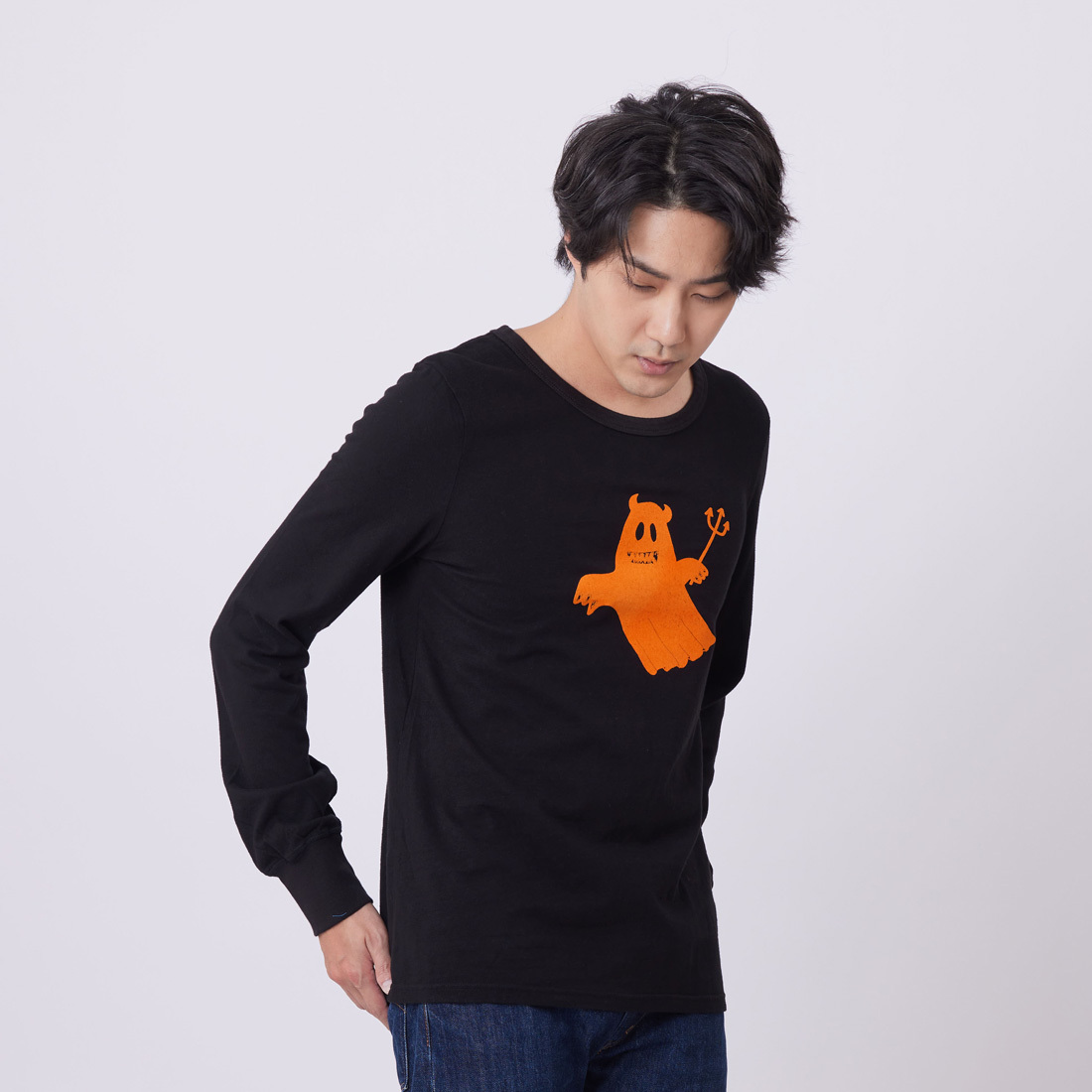 萬聖惡魔蜜桃棉男長T 黑