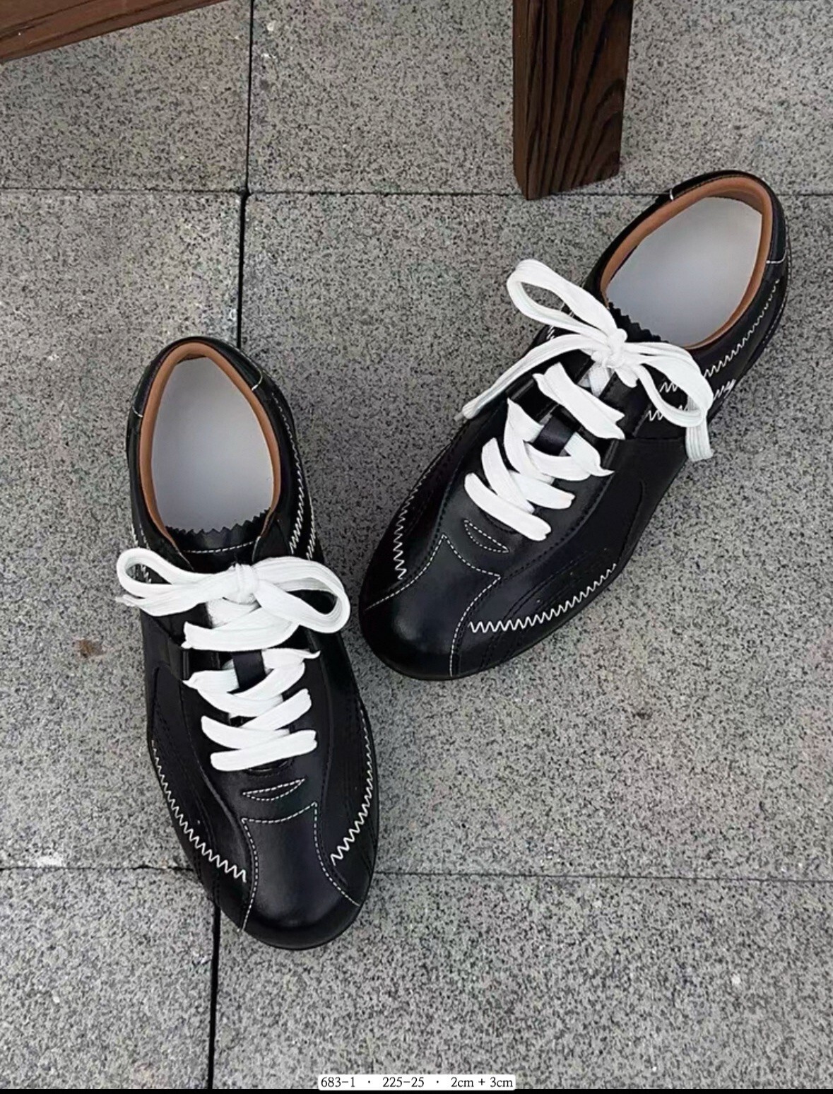 683-1韓國真皮縫線復古增高運動鞋