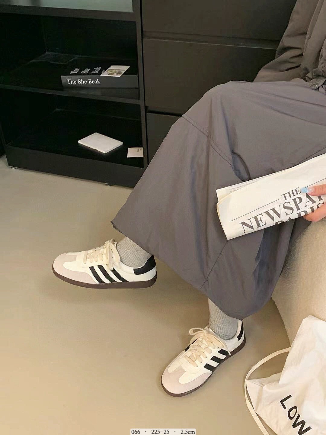 066-韓國真皮拼接百搭德訓鞋