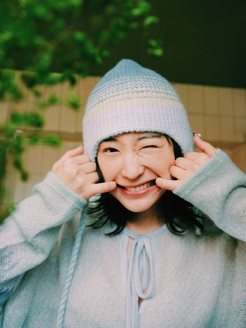 [Empty Cones] Lavender Wave Earcuff Beanie Blue
