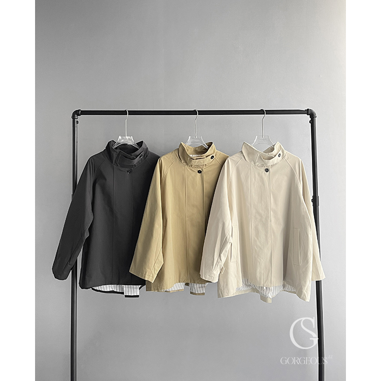 G7835 「韓系高磅立領風衣外套」