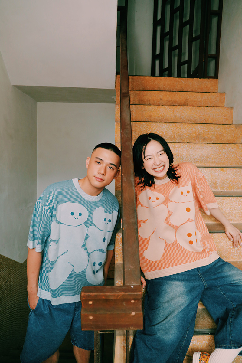 [Yu Miyama] {福 Blessing} Reversible Stripe Top Orange