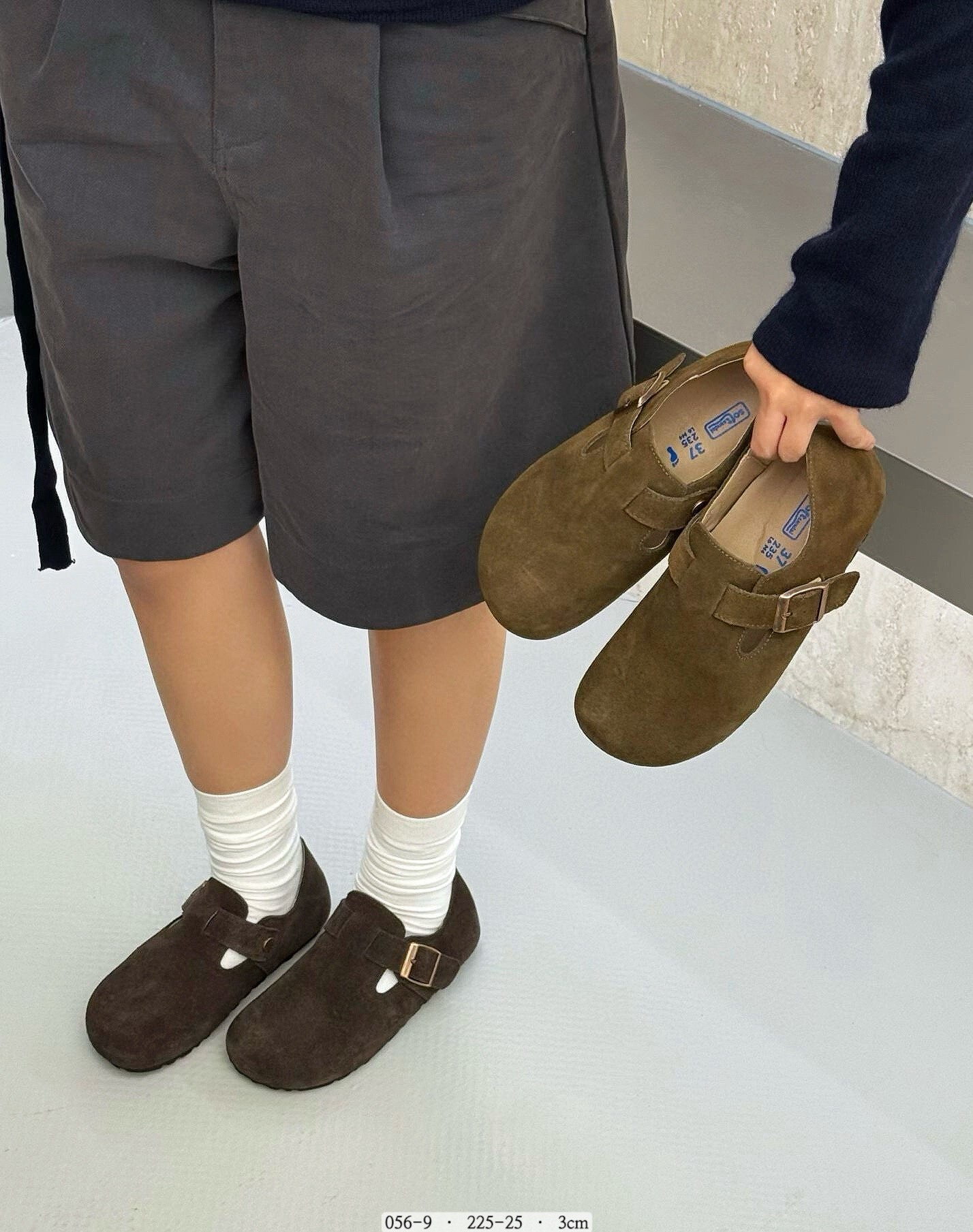 056-9韓國磨砂牛皮軟木底勃肯便鞋