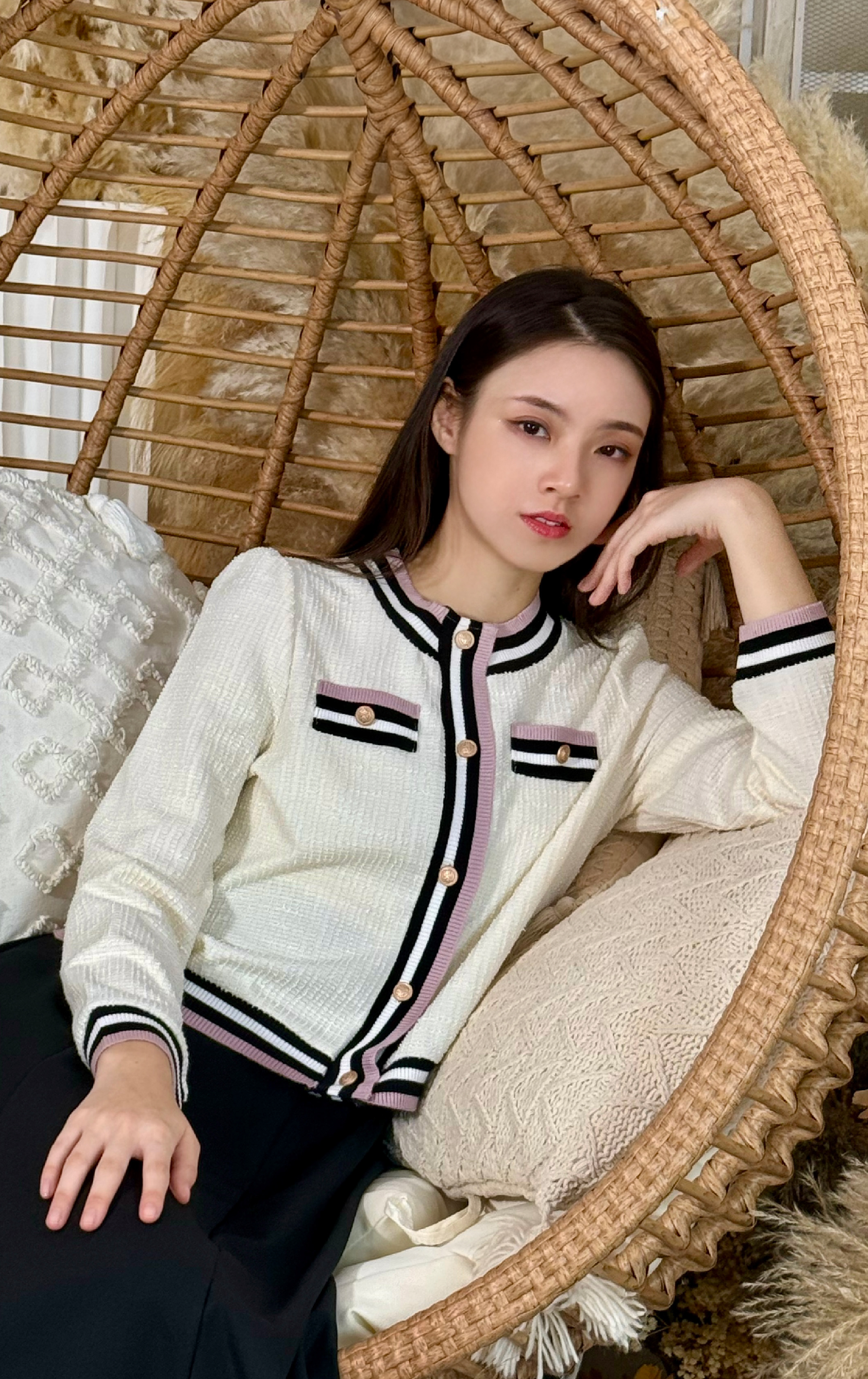 Striped Knitted Jacket CD0622