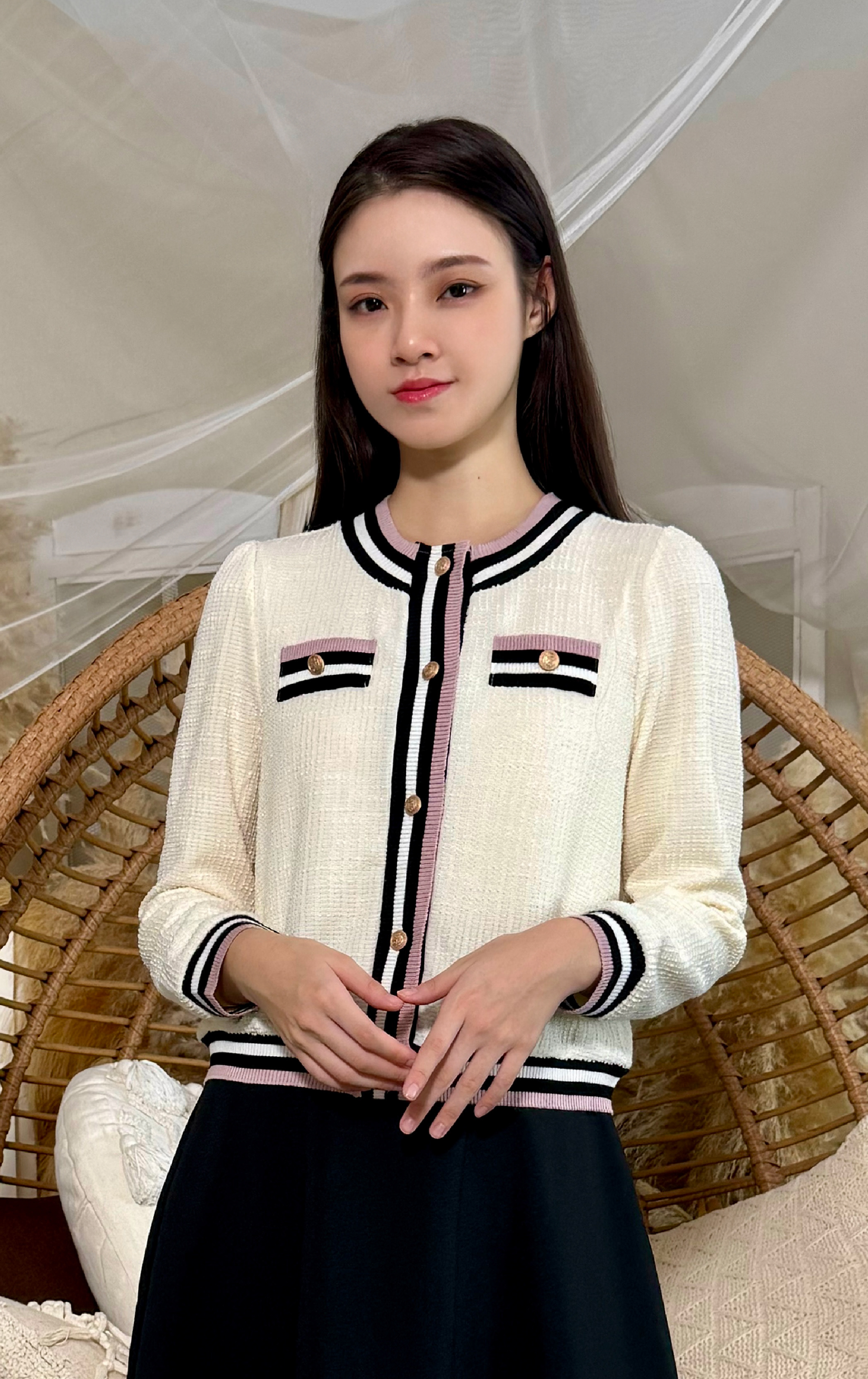 Striped Knitted Jacket CD0622