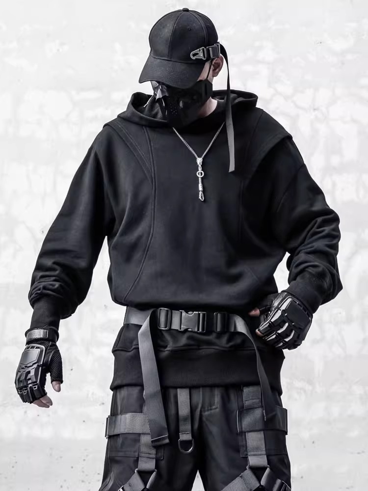 𝙏𝙀𝘾𝙃𝙒𝙀𝘼𝙍 黑解構拼接兩件連帽衛衣