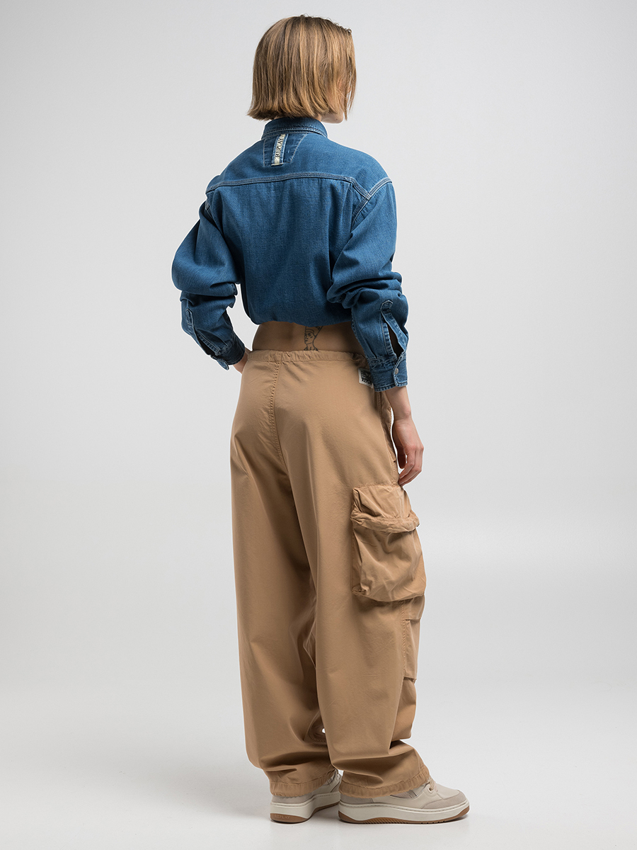 卡其斜紋布束口工裝褲