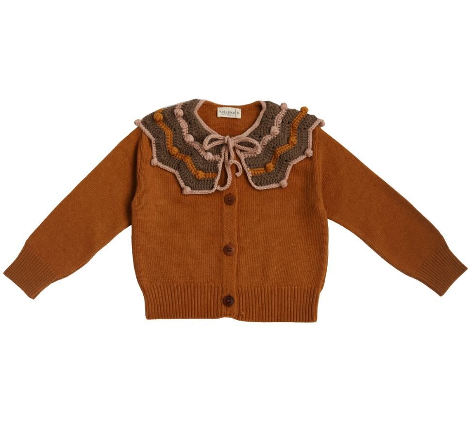 KALINKA 跳色編織領開襟衫 Dorothy Cardigan-Honey Ginger