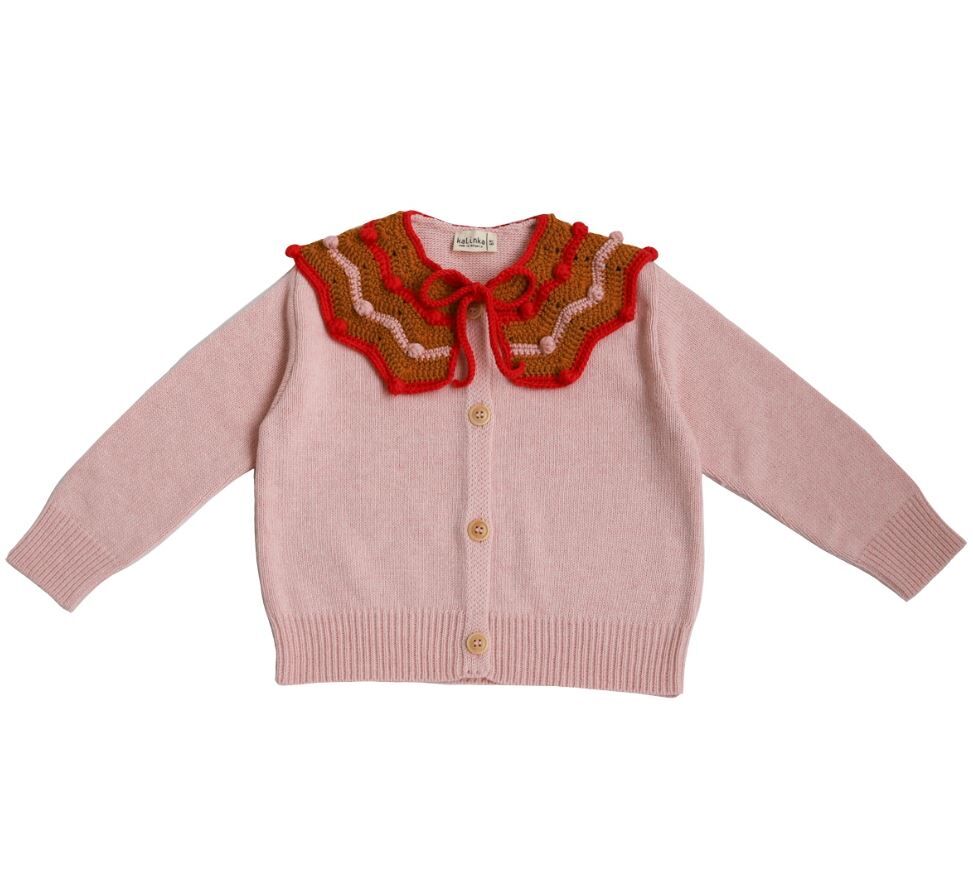 KALINKA 跳色編織領開襟衫 Dorothy Cardigan-Crystal Rose