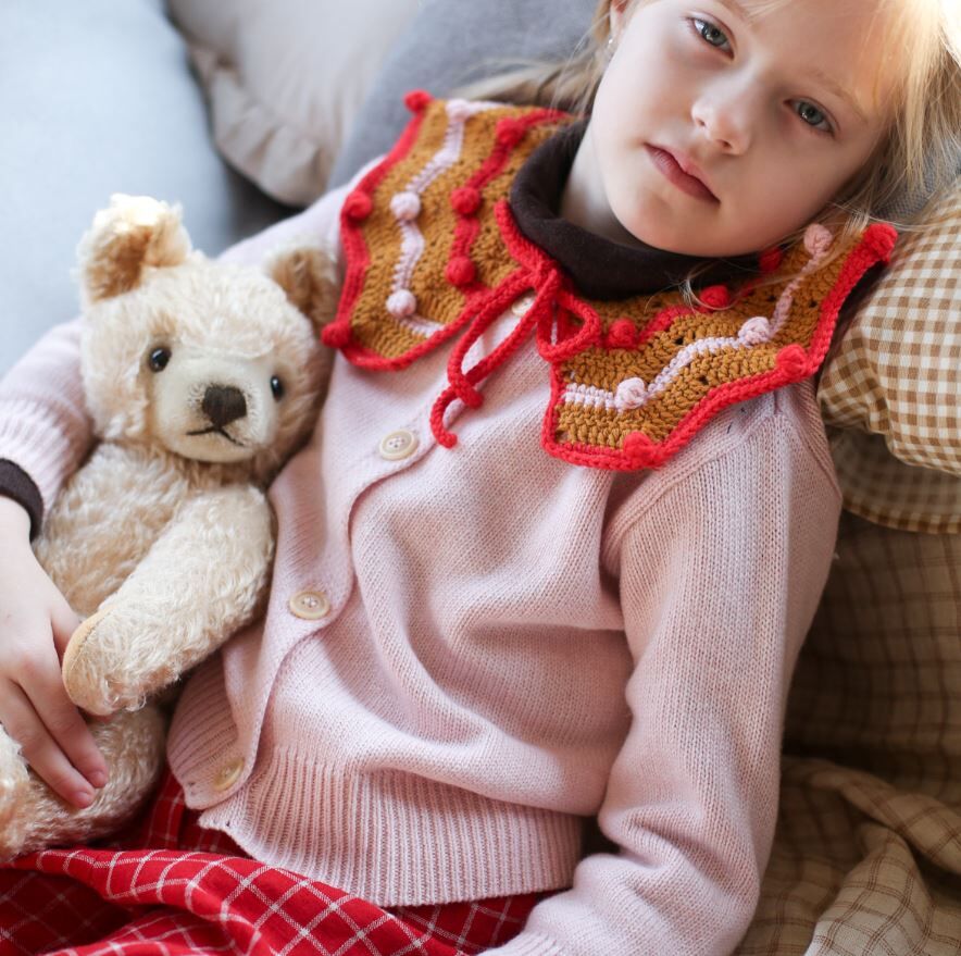 KALINKA 跳色編織領開襟衫 Dorothy Cardigan-Crystal Rose